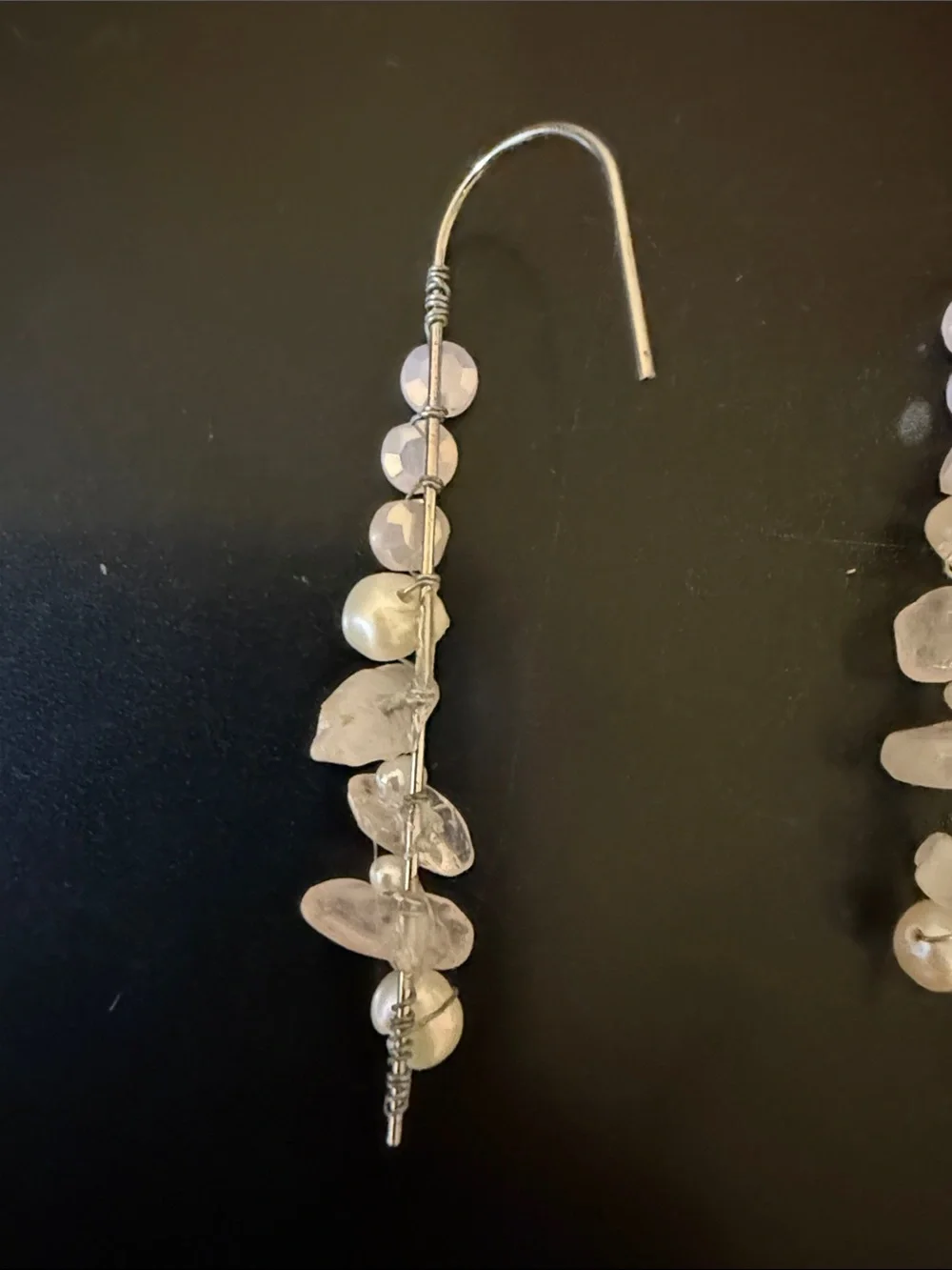 Delicate Pink and White Bead Drop Earrings - Women Fashion Jewelry